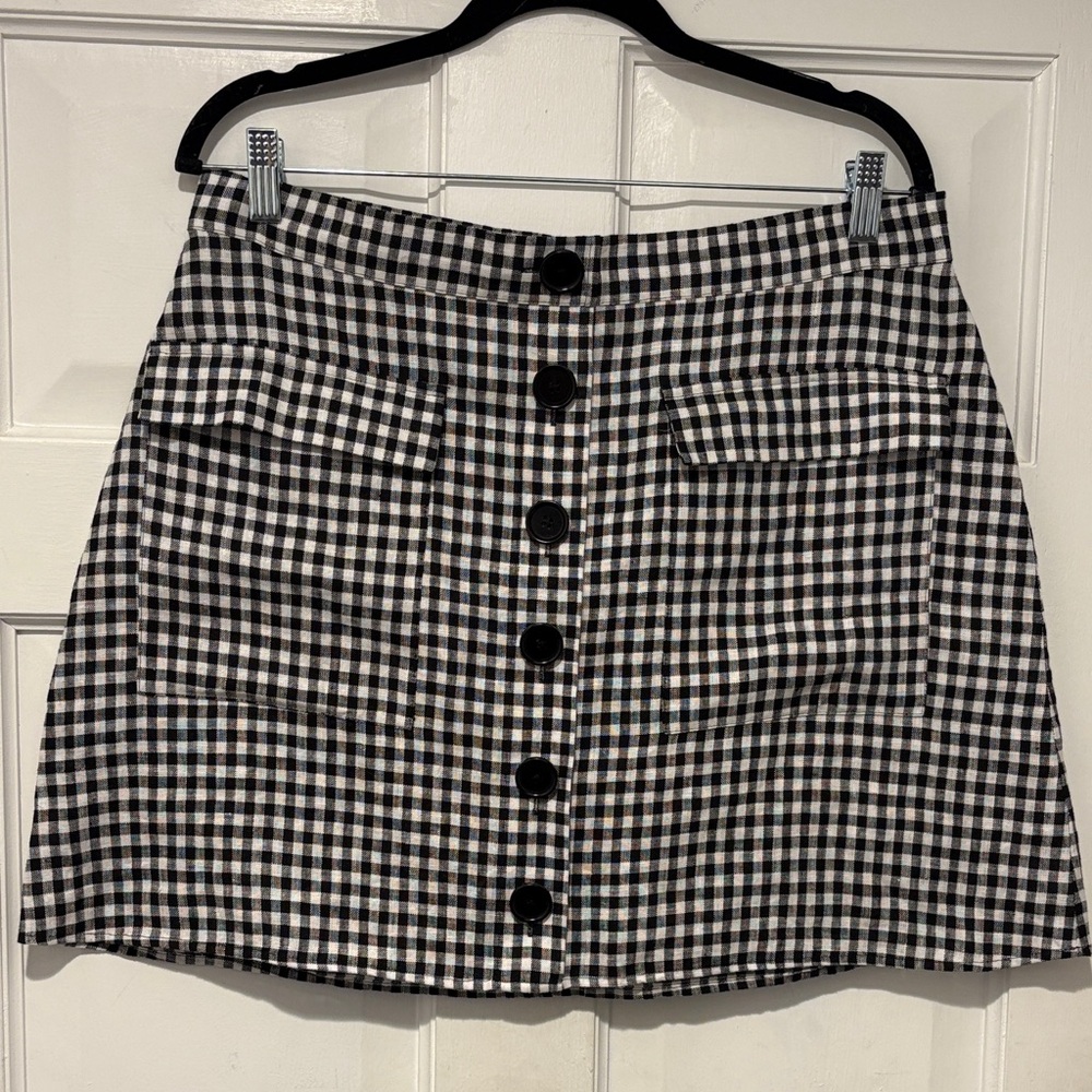 Reformation Black and White Plaid Mini Skirt